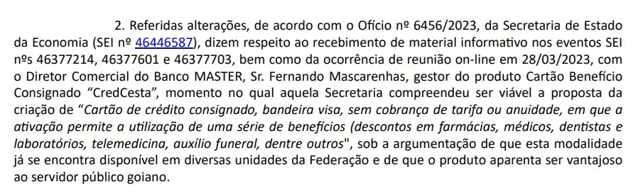 Caiado alterou lei para favorecer Master em crédito consignado a servidores após reunião com diretor do banco