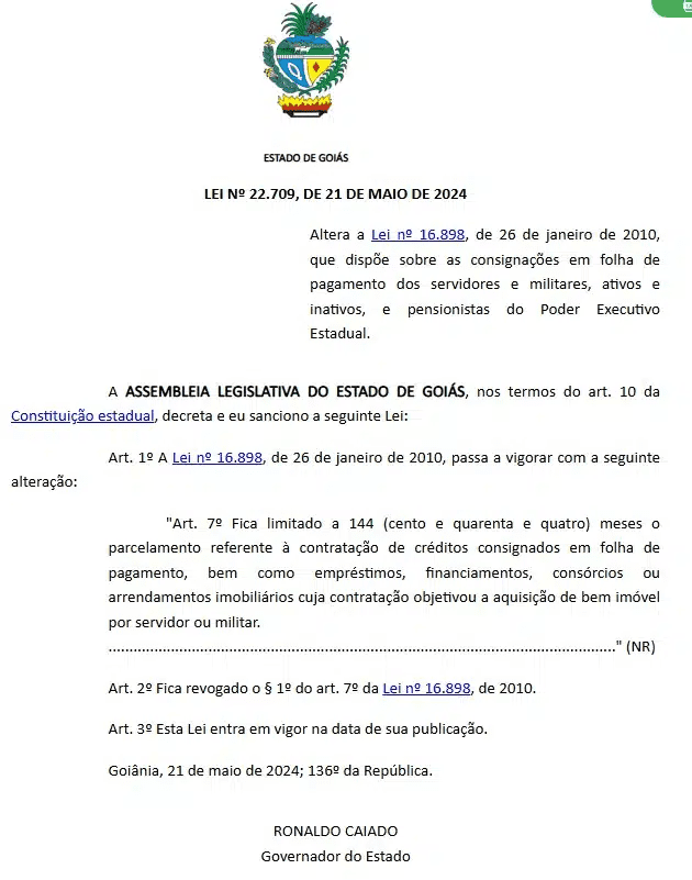 Caiado alterou lei para favorecer Master em crédito consignado a servidores após reunião com diretor do banco